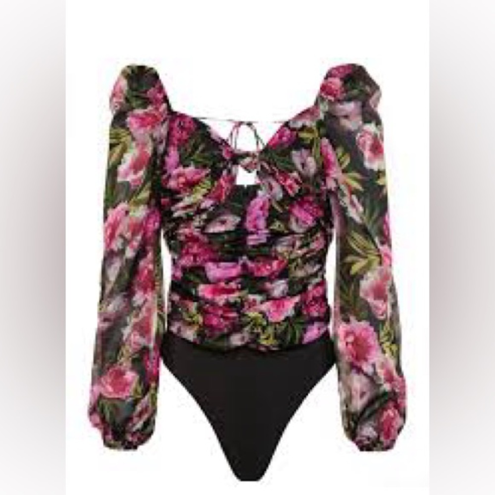 CAMI NYC Womens Kimmy Silk  Bodysuit in Plum Blossom NWT